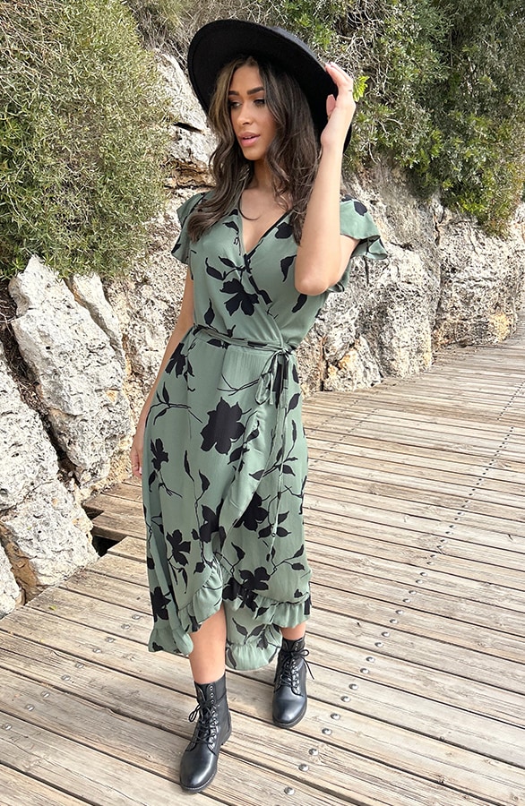 Flower Jurk Midi Army Zwart – shoparchief, foto 12