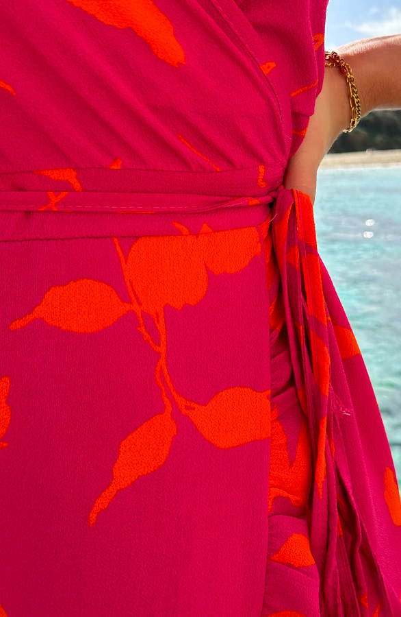 Flower Jurk Midi Roze Oranje – shoparchief, foto 5