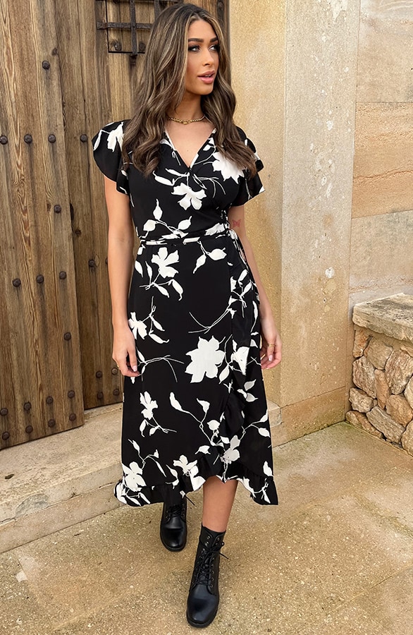 Flower Jurk Midi Zwart Wit – shoparchief, foto 4