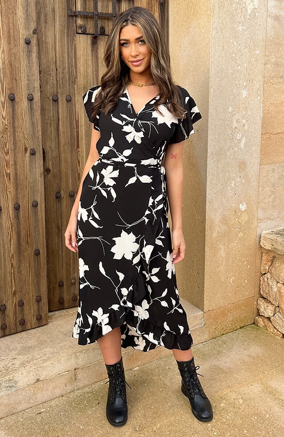 Flower Jurk Midi Zwart Wit – shoparchief, foto 3