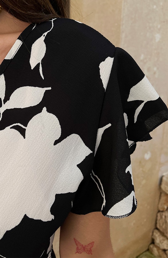 Flower Jurk Midi Zwart Wit – shoparchief, foto 7
