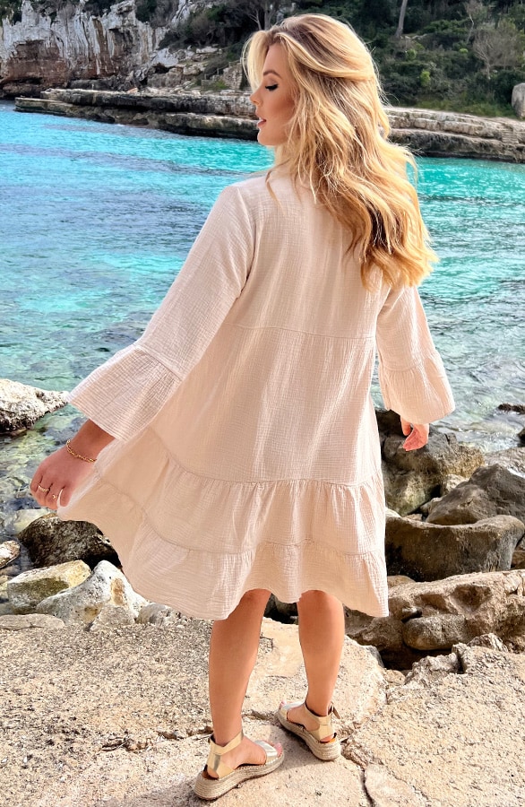 Mousseline Oversized Tuniek Beige – shoparchief, foto 6