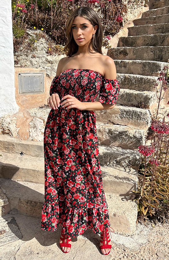 Off Shoulder Rozen Jurk – shoparchief, foto 6