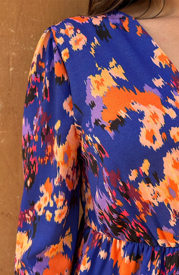 Overslag Print Jurk Kobalt – shoparchief, foto 7