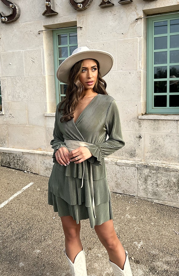 Plisse Laagjes Jurk Army – shoparchief, foto 8