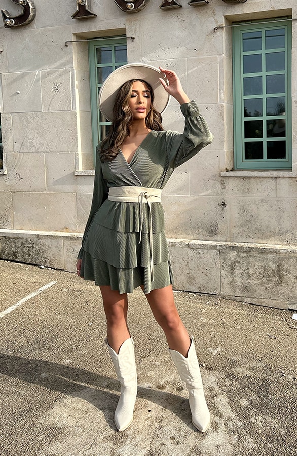 Plisse Laagjes Jurk Army – shoparchief, foto 7