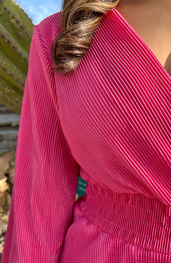 Plisse Laagjes Jurk Fuchsia – shoparchief, foto 6