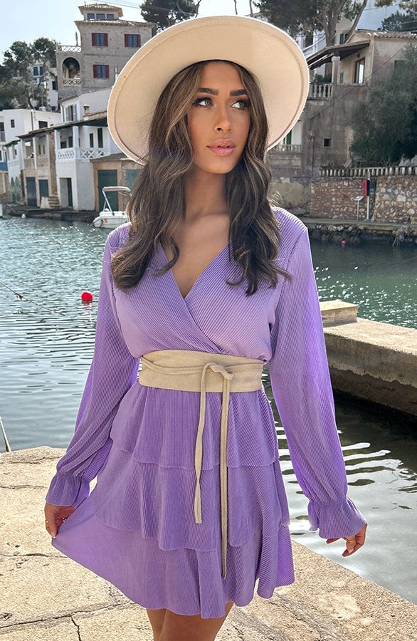 Plisse Laagjes Jurk Lila – shoparchief, foto 4