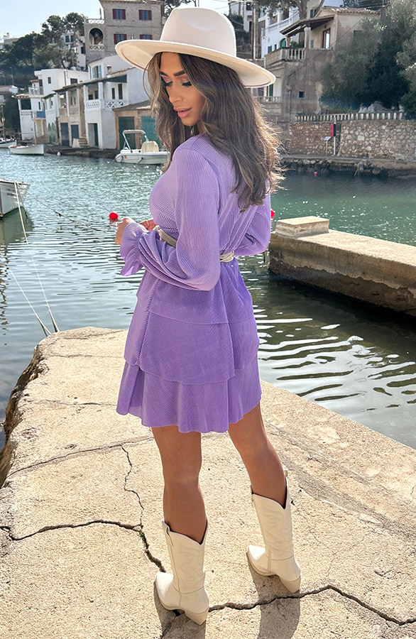 Plisse Laagjes Jurk Lila – shoparchief, foto 8