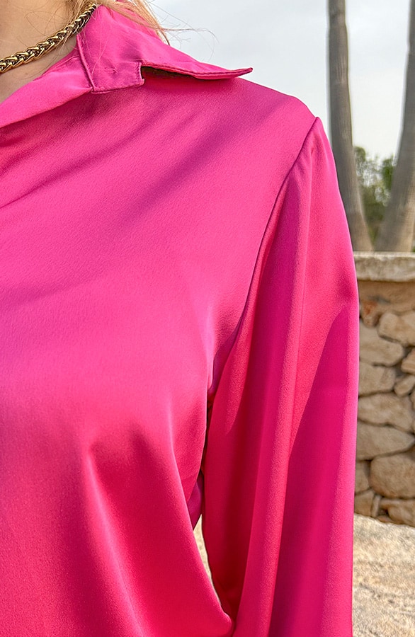 Silk Oversized Blouse Fuchsia – shoparchief, foto 5