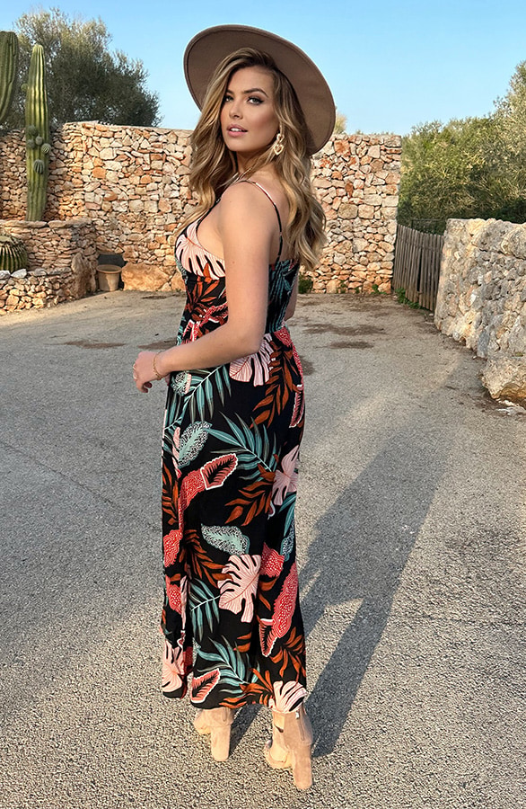 Spaghetti Maxi Jurk Tropic Zwart – shoparchief, foto 5