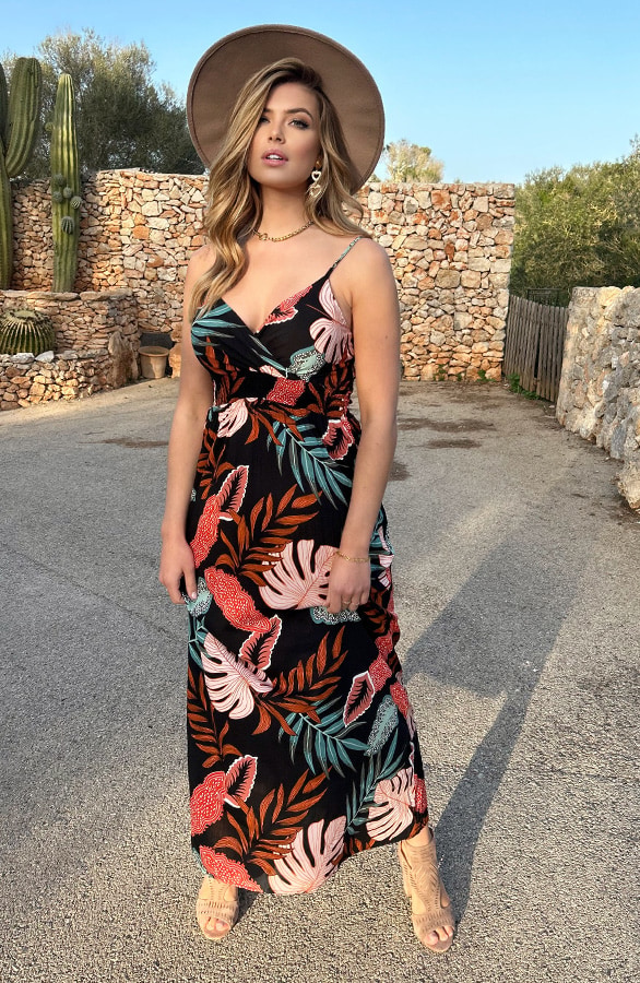 Spaghetti Maxi Jurk Tropic Zwart – shoparchief, foto 4