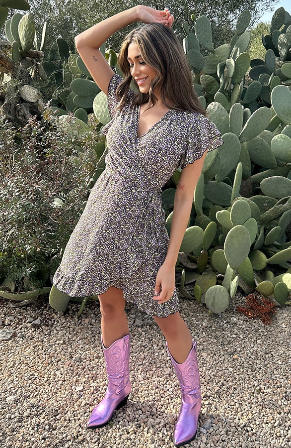 Wikkel Jurk Bloemen Paars – shoparchief, foto 9