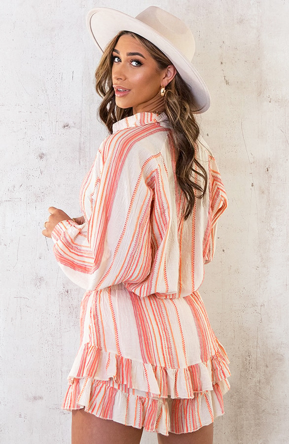 Oversized V-Hals Blouse Aztec Orange – shoparchief, foto 5