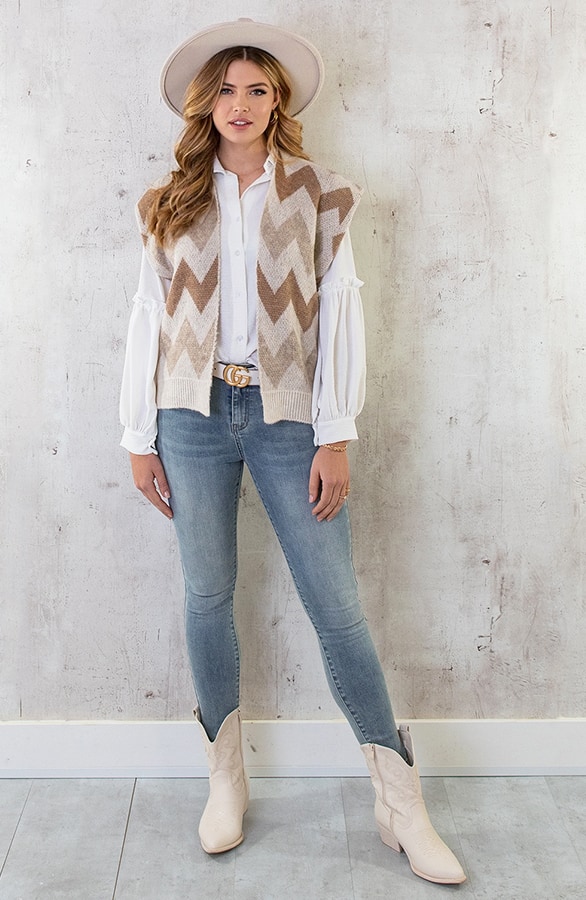 Lage Cowboyboots Beige – shoparchief, foto 9