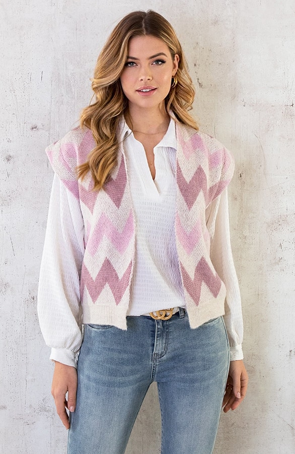 Aztec Gilet Dust Roze – shoparchief