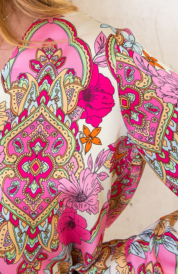 Bloemen Knopen Blouse Roze – shoparchief, foto 6