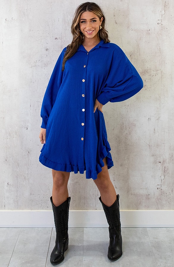 Blouse Jurk Oversized Kobalt – shoparchief, foto 3