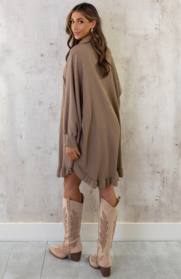 Blouse Jurk Oversized Taupe – shoparchief, foto 7