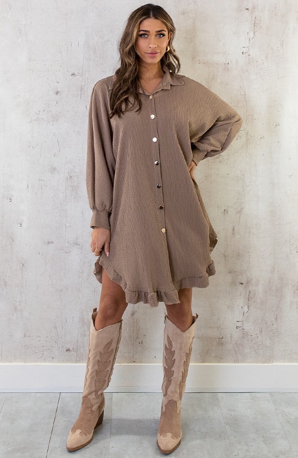 Blouse Jurk Oversized Taupe – shoparchief