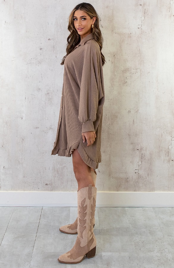 Blouse Jurk Oversized Taupe – shoparchief, foto 6