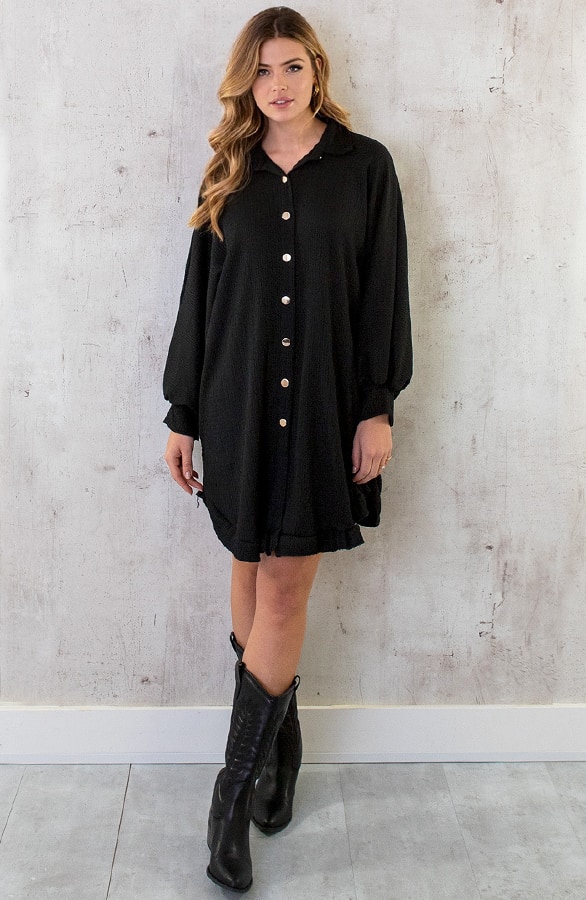 Blouse Jurk Oversized Zwart – shoparchief, foto 6