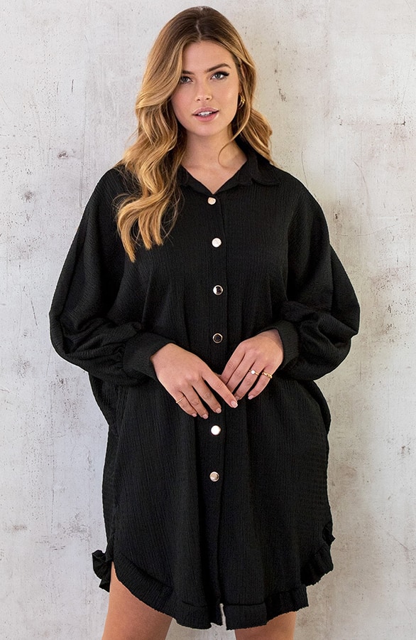 Blouse Jurk Oversized Zwart – shoparchief, foto 2