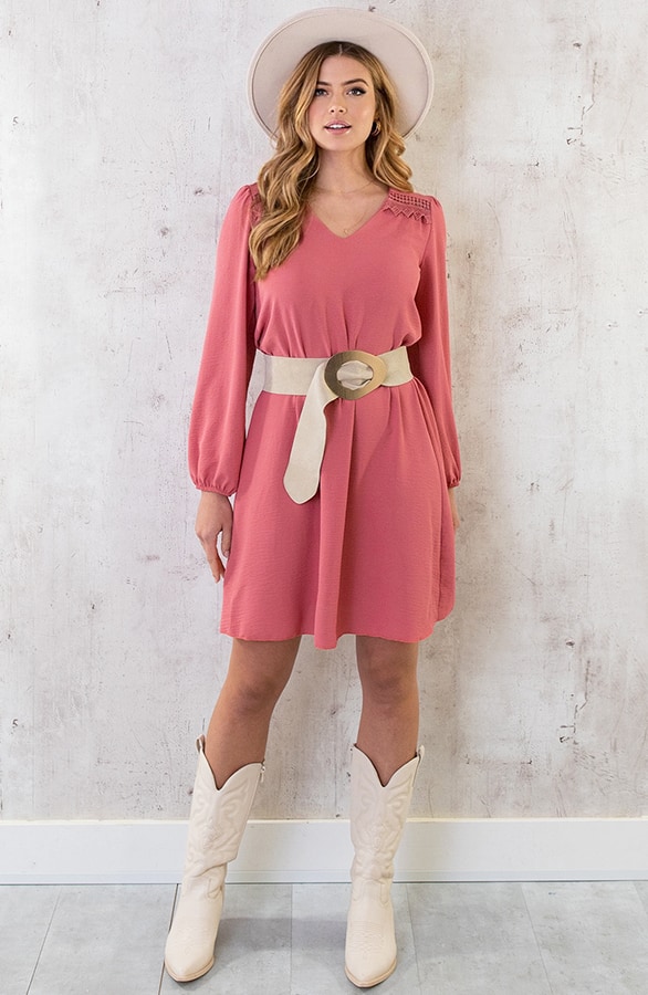 Boho V-Hals Jurk Dust Roze – shoparchief, foto 11