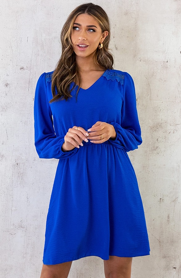 Boho V-Hals Jurk Kobalt – shoparchief, foto 3