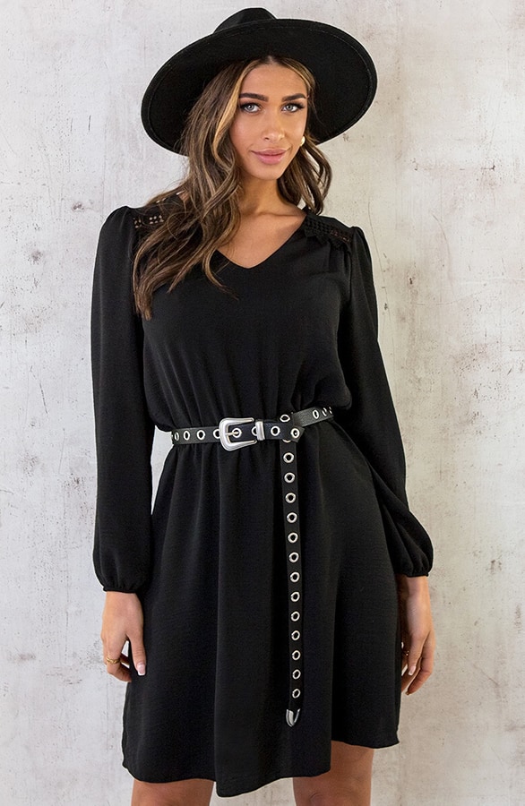 Boho V-Hals Jurk Zwart – shoparchief, foto 9