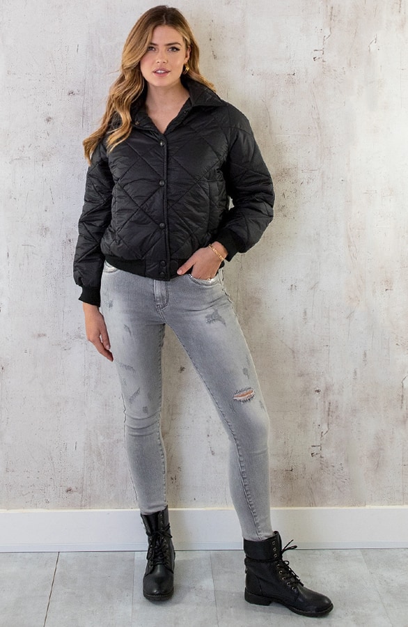 Bomber Jacket Quilted Zwart – shoparchief, foto 4