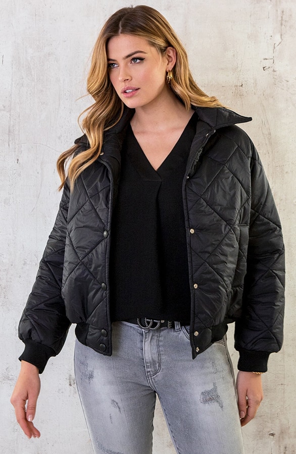 Bomber Jacket Quilted Zwart – shoparchief, foto 2
