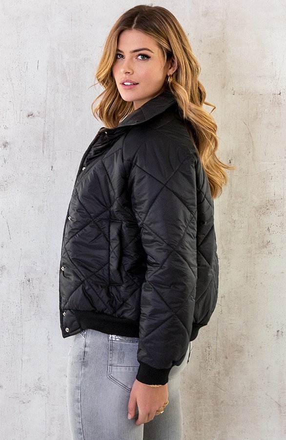 Bomber Jacket Quilted Zwart – shoparchief, foto 3