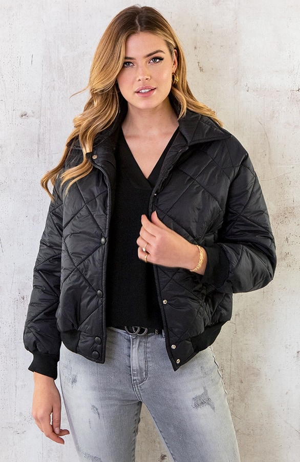 Bomber Jacket Quilted Zwart – shoparchief