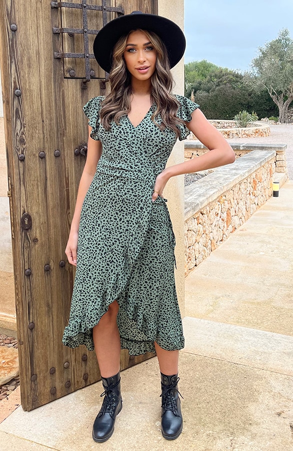 Cheetah Jurk Midi Legergroen – shoparchief, foto 13
