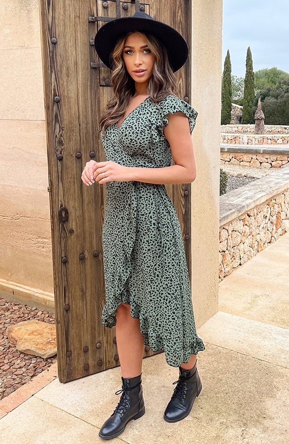 Cheetah Jurk Midi Legergroen – shoparchief, foto 14