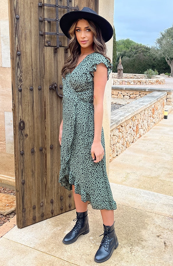 Cheetah Jurk Midi Legergroen – shoparchief, foto 15