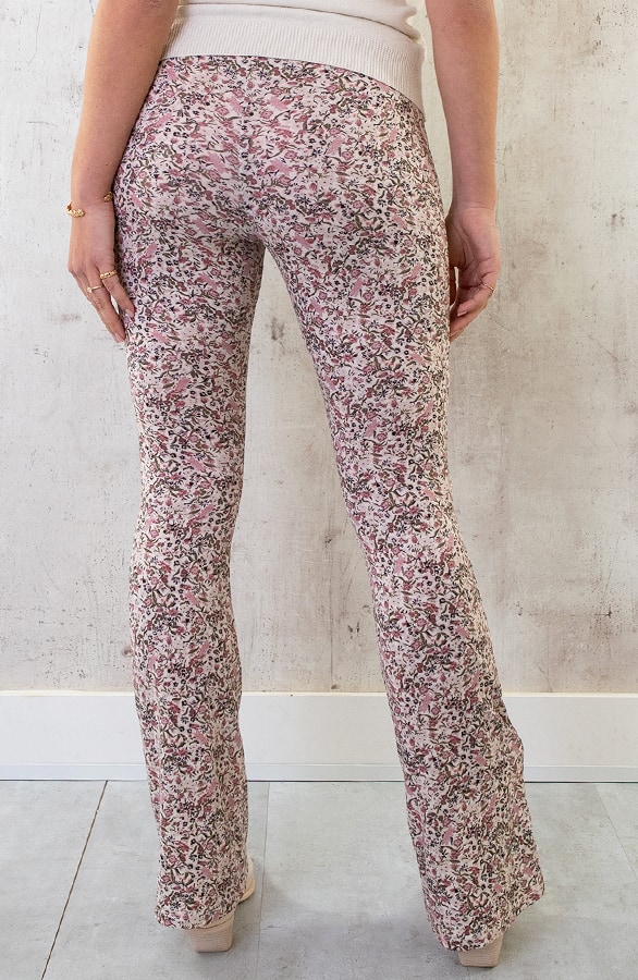 Flared Hose Blumen Creme Rosa, Schlaghosen, Foto 13