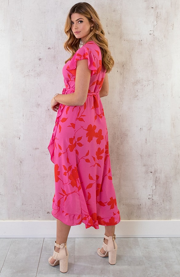 Flower Jurk Midi Roze Rood – shoparchief, foto 6