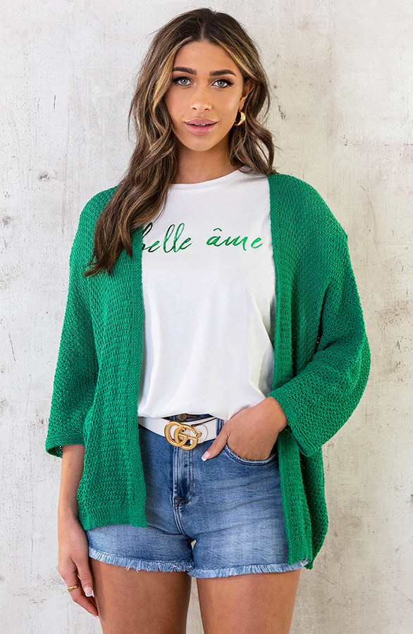 Gehaakt Vest Basic Bright Green – shoparchief