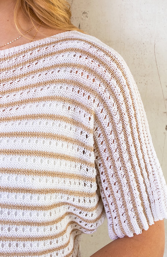 Gehaakte Lurex Strepen Top Ecru Goud – shoparchief, foto 7