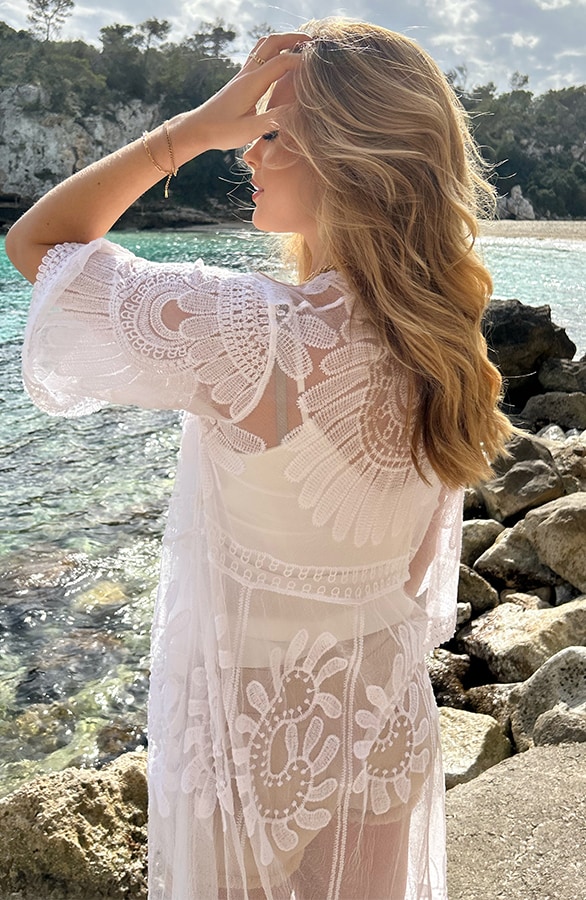 Kanten Kimono Boho Wit – shoparchief, foto 3