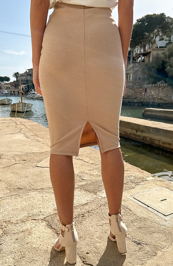 Bleistiftrock Rib Stretch Beige, Shoparchiv, Foto 4