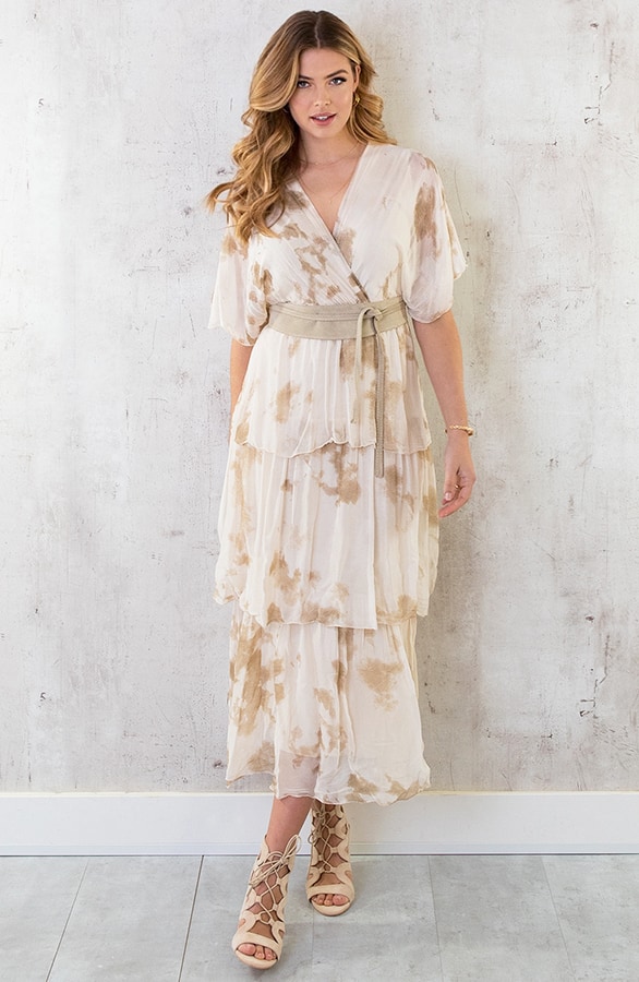 Limited Zijde Maxi Jurk Beige – shoparchief, foto 2