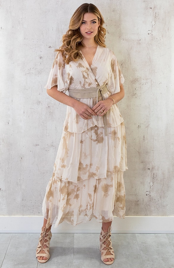 Limited Zijde Maxi Jurk Beige – shoparchief, foto 3