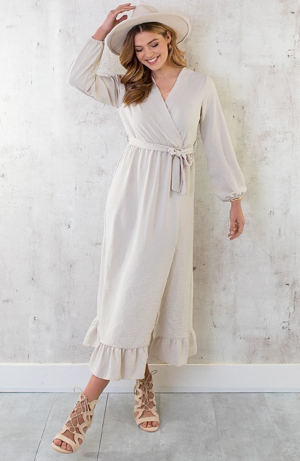 Maxi Jurk Split Beige – shoparchief, foto 12