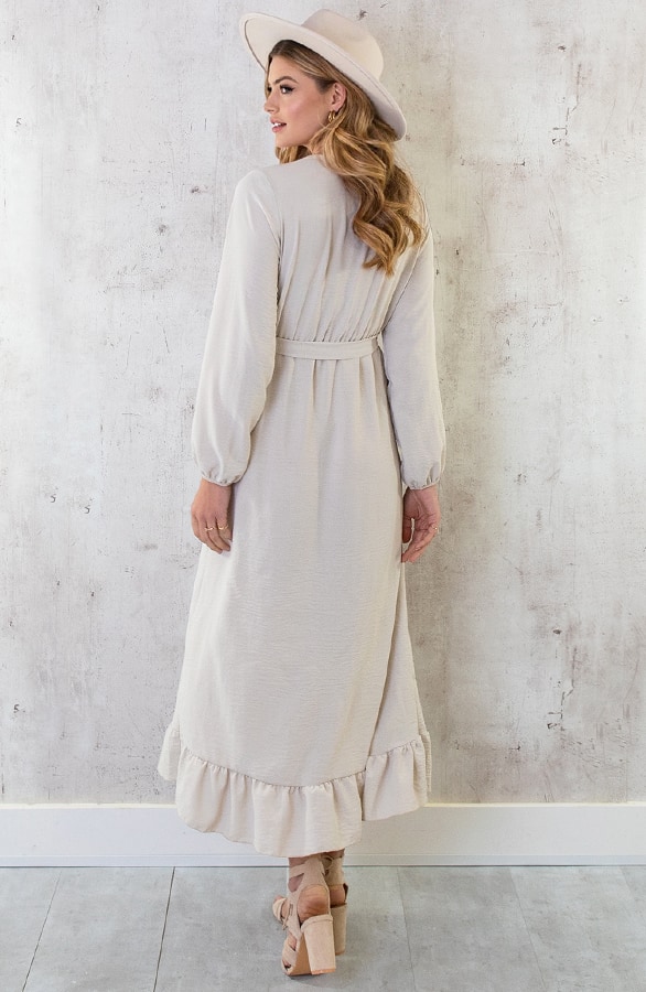 Maxi Jurk Split Beige – shoparchief, foto 15