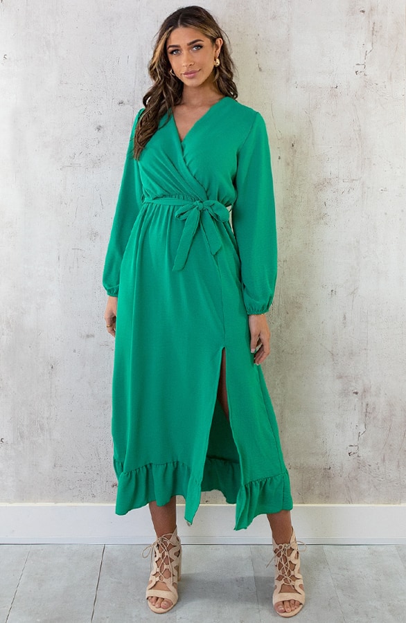 Maxi Jurk Split Bright Green – shoparchief, foto 7