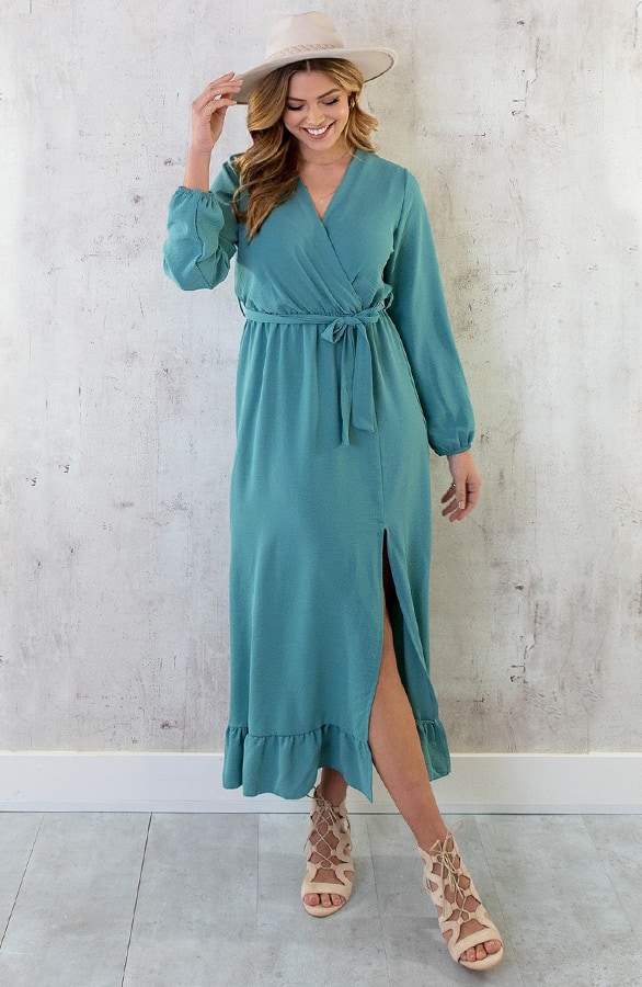 Maxi Jurk Split Mint – shoparchief, foto 3
