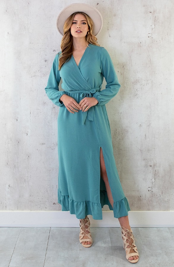 Maxi Jurk Split Mint – shoparchief, foto 4